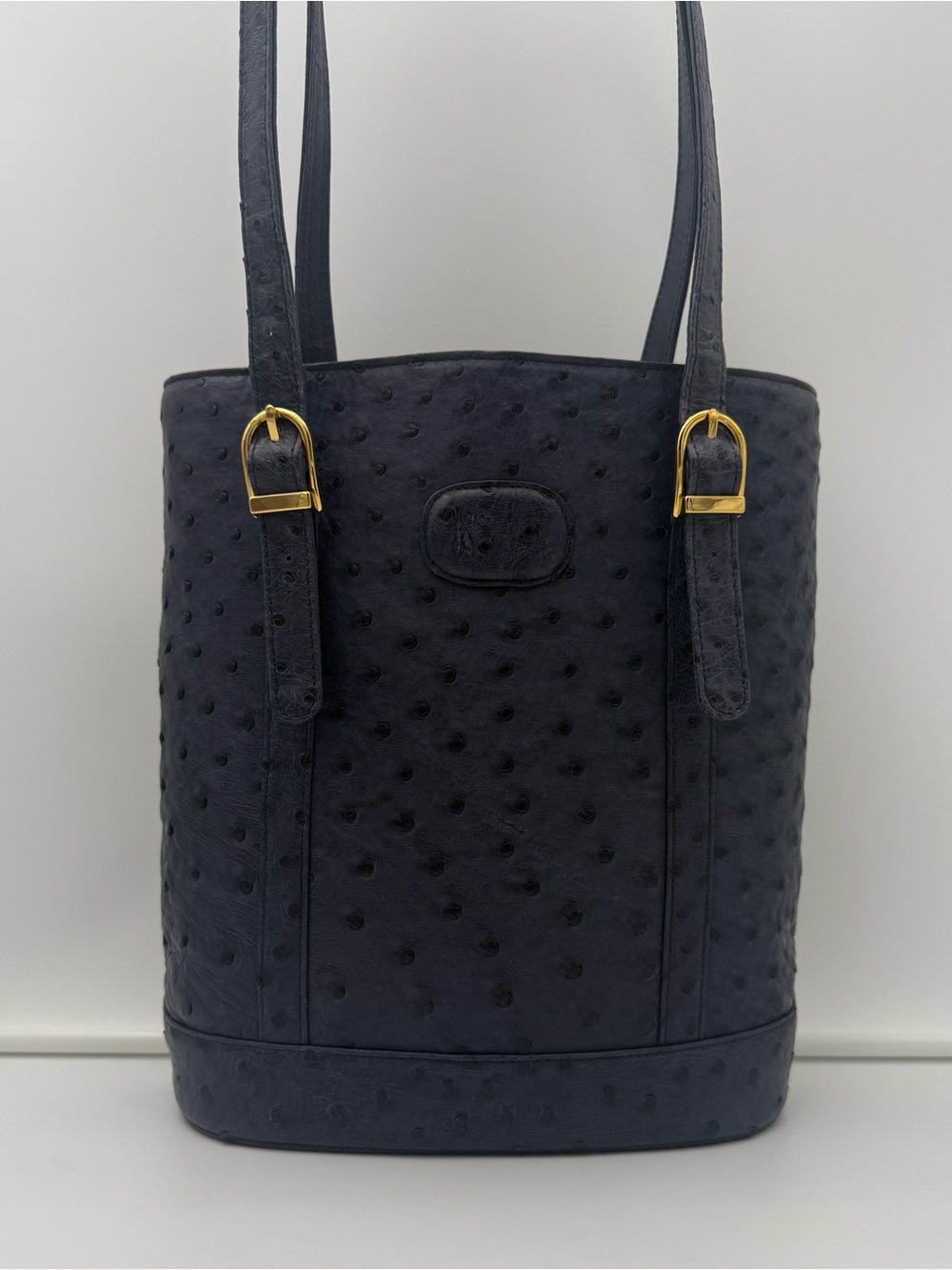 JRA • Blue Exotic Genuine OSTRICH Blue Bucket 24 Shoulder Bag - Made in JAPAN - Picture 7 of 16